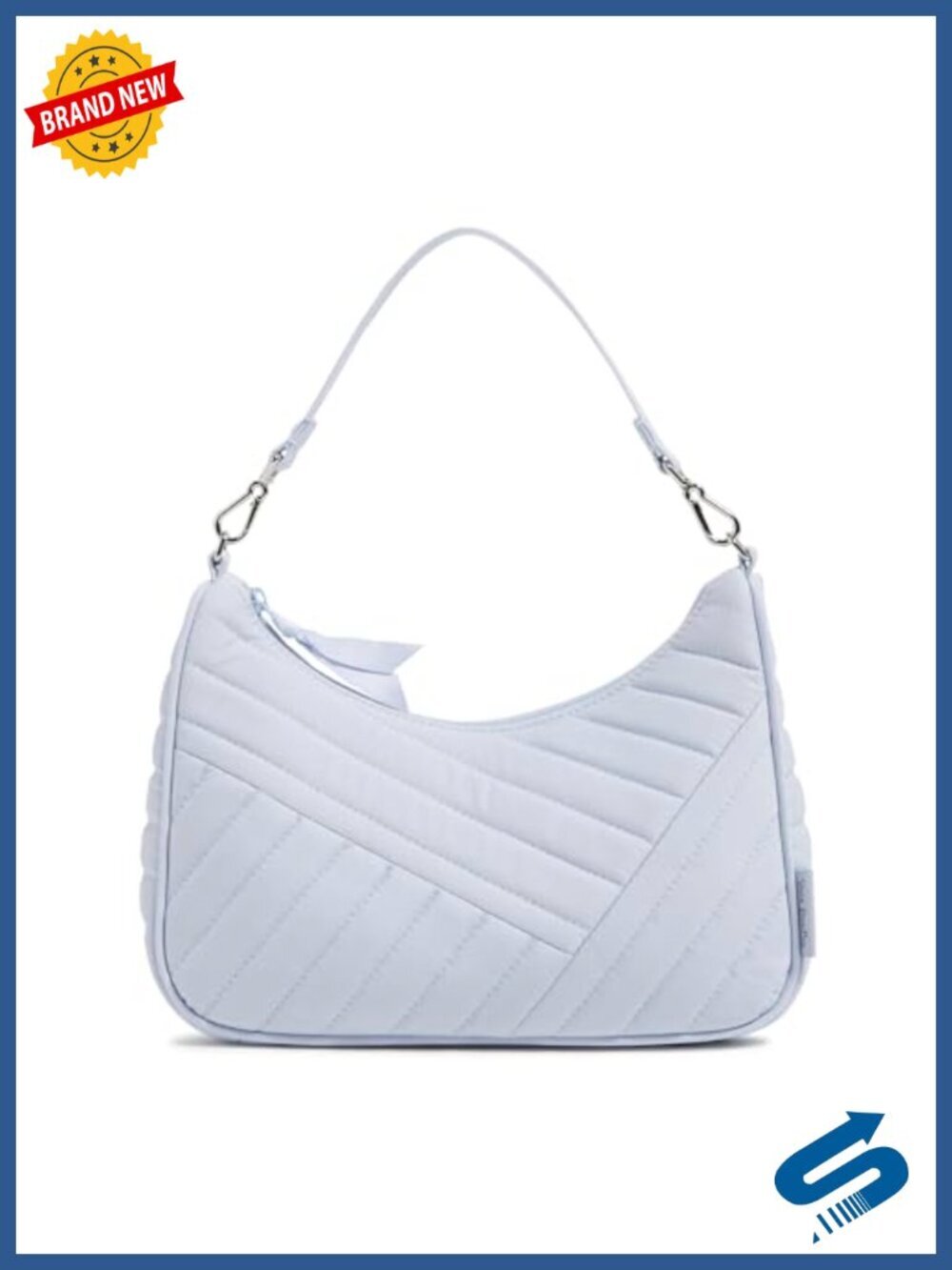 Quilted Cotton Mini Crescent Crossbody Purse with Zip Closure